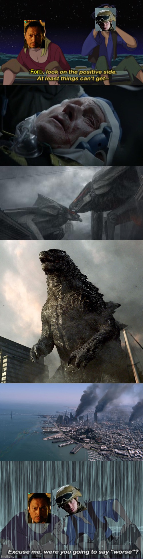 Godzilla 2014/Ford Brody’s life in a nutshell | Ford | image tagged in godzilla 2014,godzilla,2014,ford,in a nutshell | made w/ Imgflip meme maker