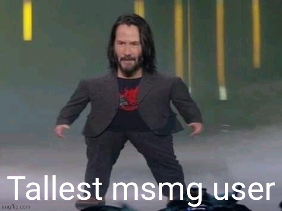 ik fun stream template but it's true | Tallest msmg user | image tagged in tiny keanu | made w/ Imgflip meme maker