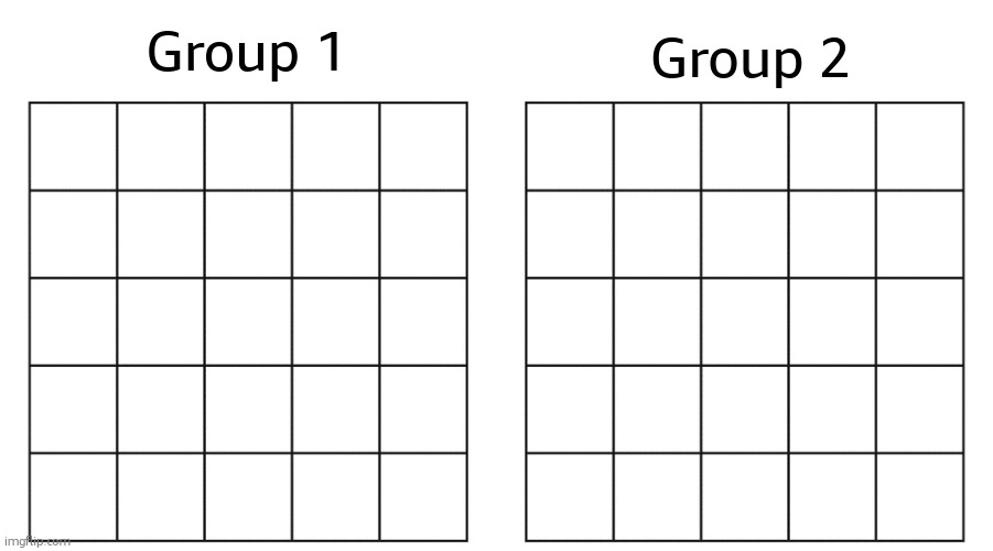 its a game come join | Group 1; Group 2 | image tagged in blank five by five bingo grid | made w/ Imgflip meme maker