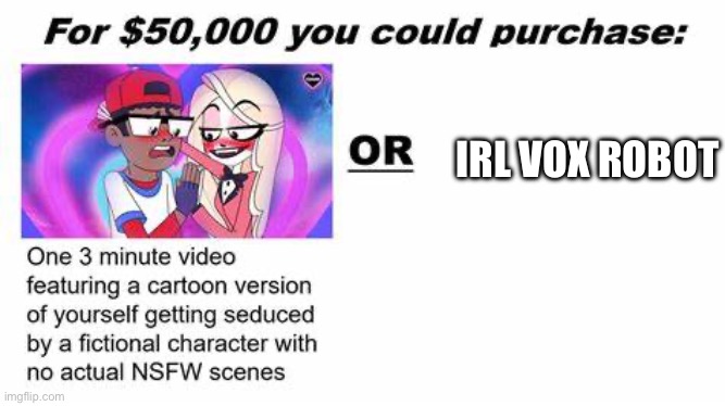 "For $50,000 you could purchase:" | IRL VOX ROBOT | image tagged in for 50 000 you could purchase | made w/ Imgflip meme maker