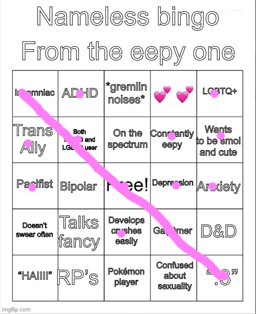 Nameless bingo | image tagged in nameless bingo | made w/ Imgflip meme maker