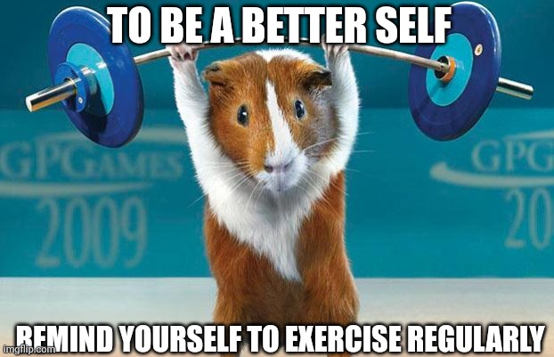 You can do it | TO BE A BETTER SELF; REMIND YOURSELF TO EXERCISE REGULARLY | image tagged in funny exercise,memes,encouragement | made w/ Imgflip meme maker