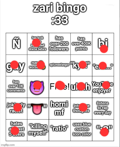 zari's bingo | image tagged in zari's bingo | made w/ Imgflip meme maker