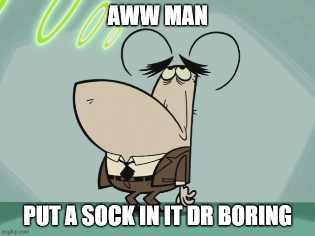 dr boring | AWW MAN; PUT A SOCK IN IT DR BORING | image tagged in bored flea,memes,tuff puppy,paramount | made w/ Imgflip meme maker