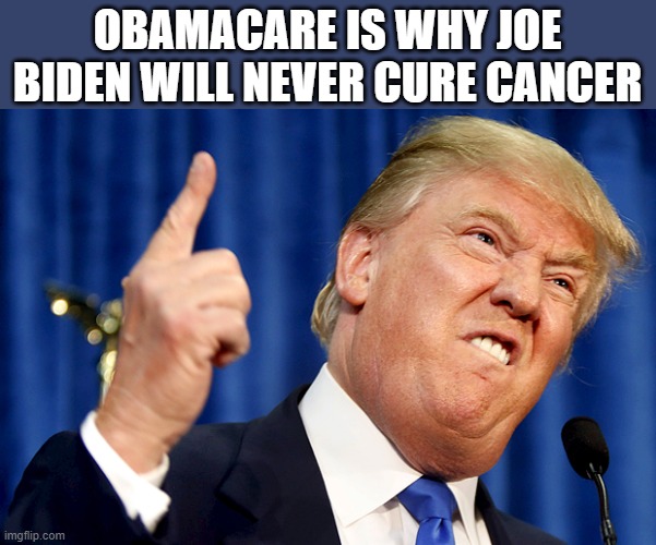 Donald Trump | OBAMACARE IS WHY JOE BIDEN WILL NEVER CURE CANCER | image tagged in donald trump | made w/ Imgflip meme maker