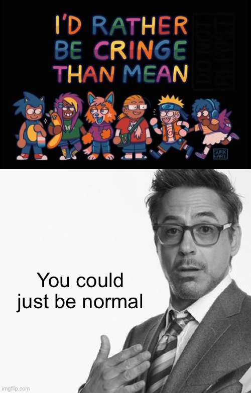 You could just be normal | image tagged in robert downey jr's comments | made w/ Imgflip meme maker