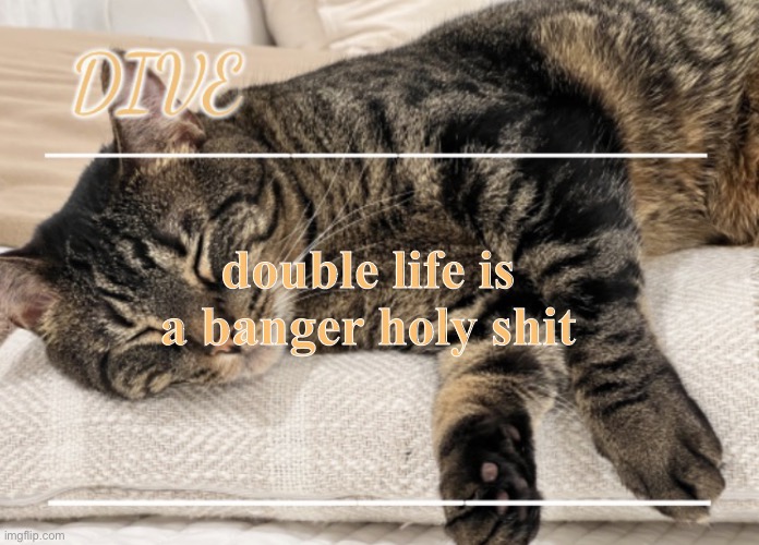 I just finished watching dm4 | double life is a banger holy shit | image tagged in dive s cat announcement temp,dive | made w/ Imgflip meme maker