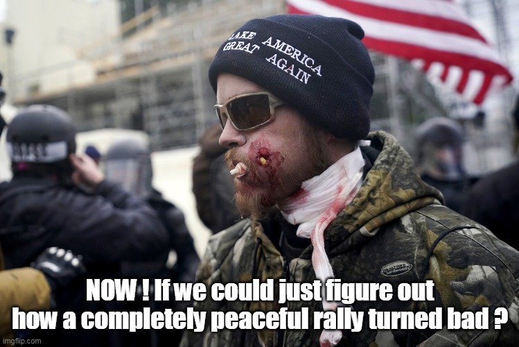 NOW ! If we could just figure out how a completely peaceful rally turned bad ? | made w/ Imgflip meme maker