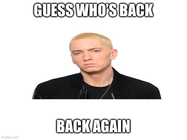 I’m back once again. | GUESS WHO’S BACK; BACK AGAIN | image tagged in eminem | made w/ Imgflip meme maker