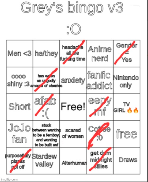 almost!! | image tagged in greys bingo 3 | made w/ Imgflip meme maker