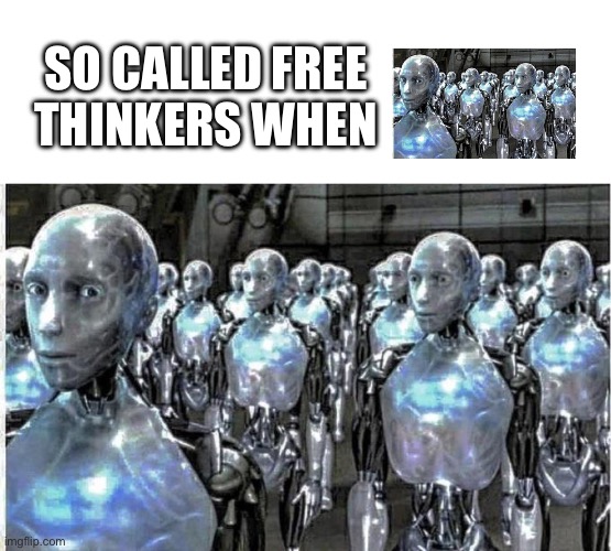 so called free thinkers | SO CALLED FREE THINKERS WHEN | image tagged in so called free thinkers | made w/ Imgflip meme maker