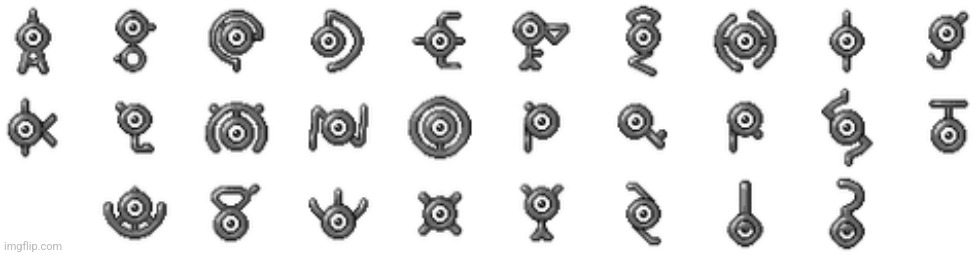 Unown Alphabet | image tagged in unown alphabet | made w/ Imgflip meme maker