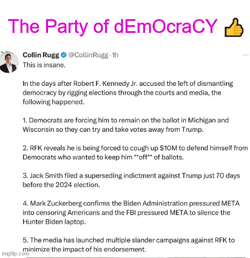 Nothing can be farther from the truth... | The Party of dEmOcraCY 👍 | image tagged in dems,claim to be,party of democracy,nothing can be farther from the truth | made w/ Imgflip meme maker