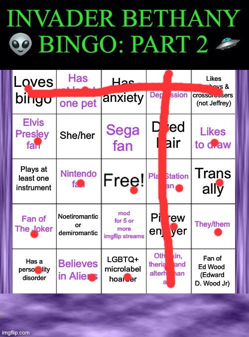 InvaderBethany Bingo: Part 2 | image tagged in invaderbethany bingo part 2 | made w/ Imgflip meme maker