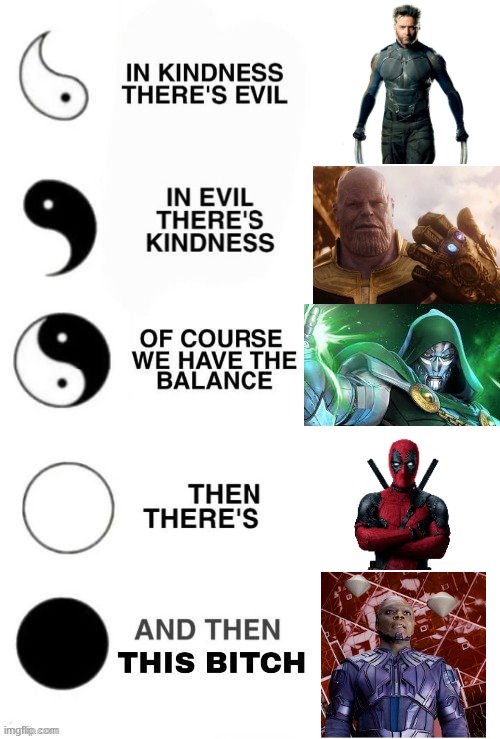 Yin and Yang Marvel edition | image tagged in which one are you ying and yang | made w/ Imgflip meme maker