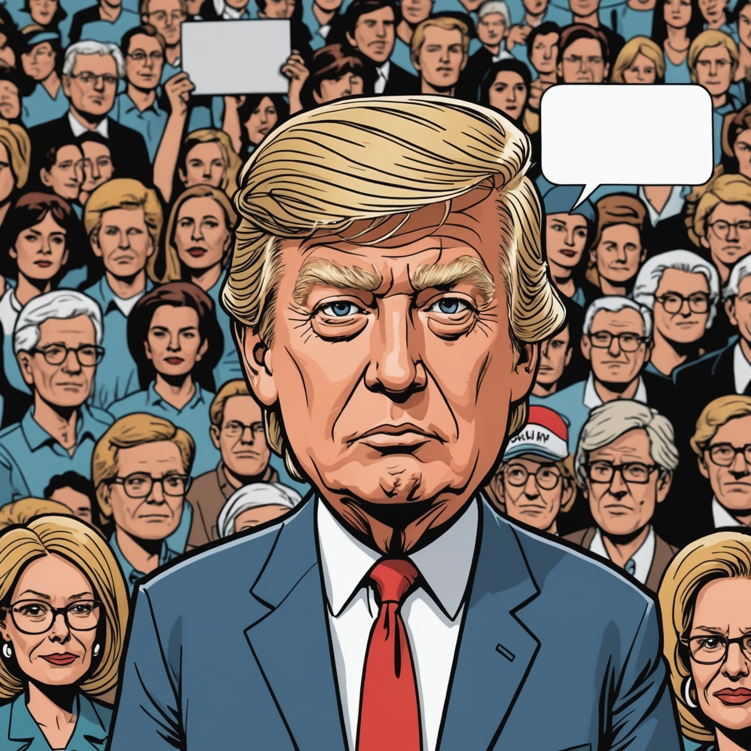 Donald Trump with AI Generated Crowd by Carrie Cature Blank Meme Template