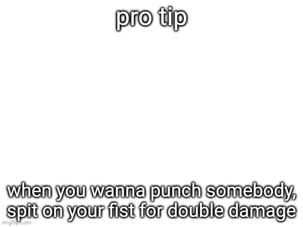pro tip; when you wanna punch somebody, spit on your fist for double damage | made w/ Imgflip meme maker