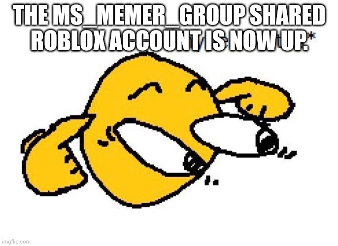 Username: Ms_Memergroup1 password: experiment | THE MS_MEMER_GROUP SHARED ROBLOX ACCOUNT IS NOW UP. | image tagged in hyperfixates | made w/ Imgflip meme maker