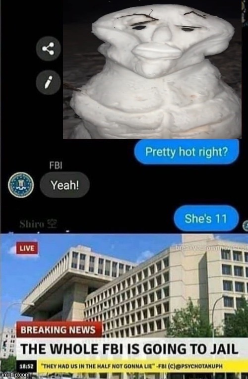 The whole FBI is going to jail | image tagged in the whole fbi is going to jail | made w/ Imgflip meme maker