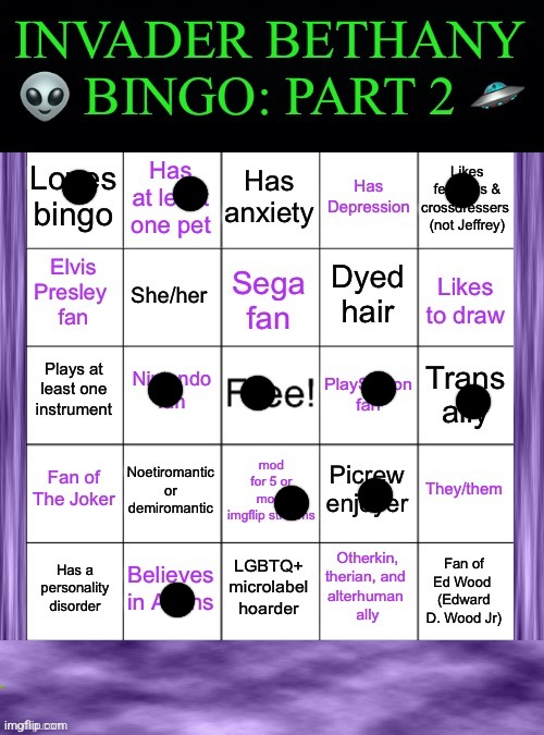 I did the silly bingo thing,can I come out the basement now? | image tagged in invaderbethany bingo part 2 | made w/ Imgflip meme maker