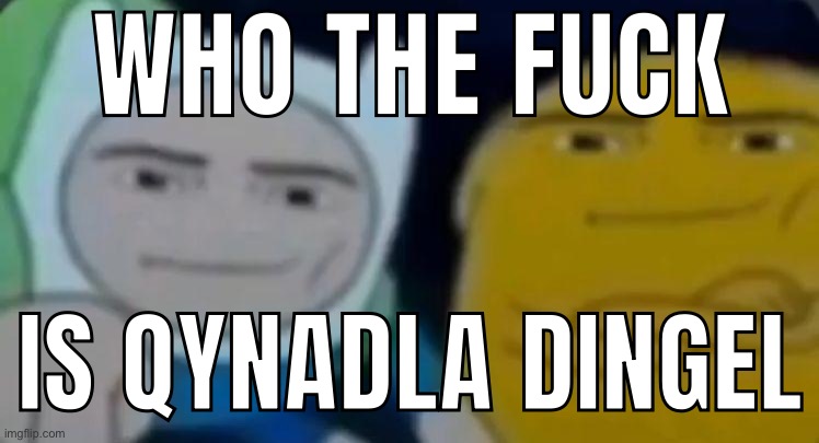 man face adventure time | WHO THE FUCK IS QYNADLA DINGEL | image tagged in man face adventure time | made w/ Imgflip meme maker