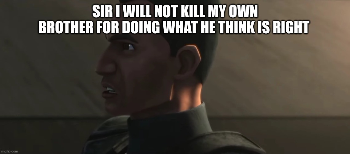 captain wilco | SIR I WILL NOT KILL MY OWN BROTHER FOR DOING WHAT HE THINK IS RIGHT | image tagged in captain wilco | made w/ Imgflip meme maker