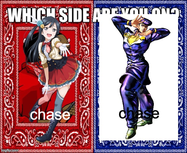 chase or chase (such a hard decision) | chase; chase | image tagged in which side are you on | made w/ Imgflip meme maker