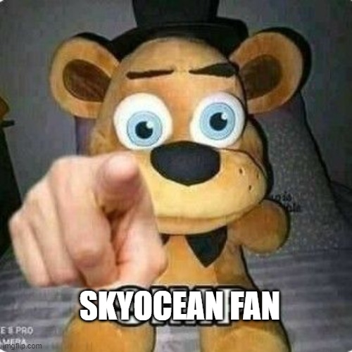 freddy fazbear pointing | SKYOCEAN FAN | image tagged in freddy fazbear pointing | made w/ Imgflip meme maker
