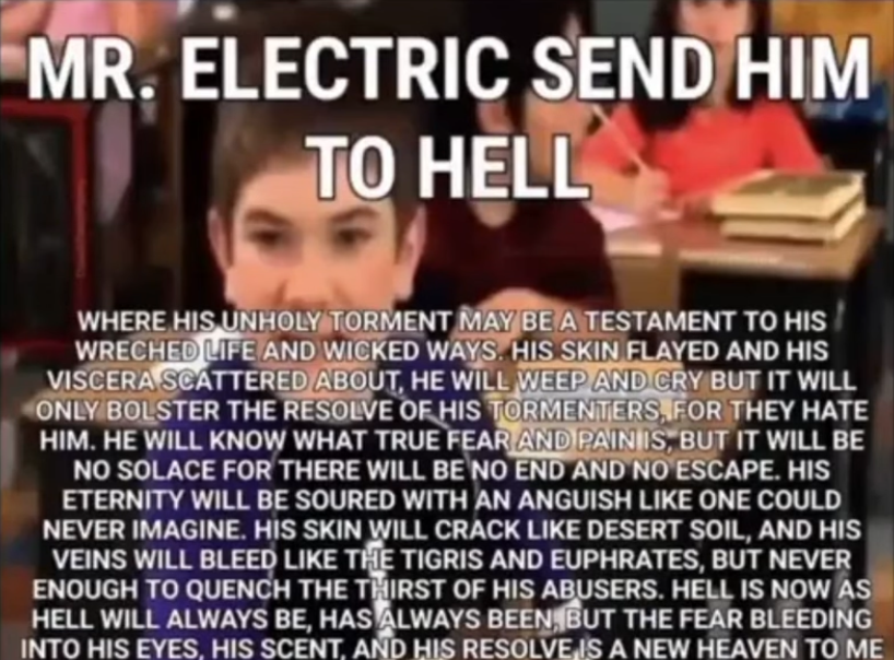 High Quality Mr. Electric send him to hell Blank Meme Template