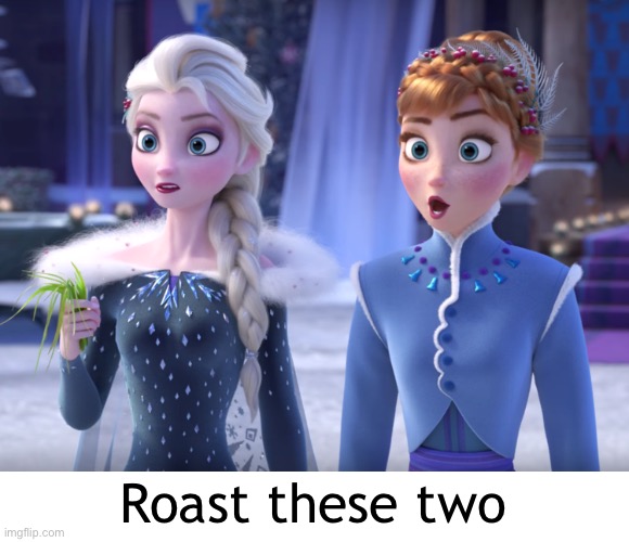 Read the tags :) | Roast these two | image tagged in elsa and anna shocked,roast,insult,burn,elsagate,disney sucks | made w/ Imgflip meme maker