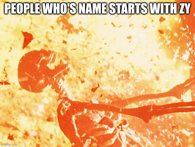 Fire skeleton | PEOPLE WHO'S NAME STARTS WITH ZY | image tagged in fire skeleton | made w/ Imgflip meme maker