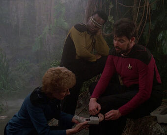Commander Riker Talking To Doctor Pulaski Blank Meme Template