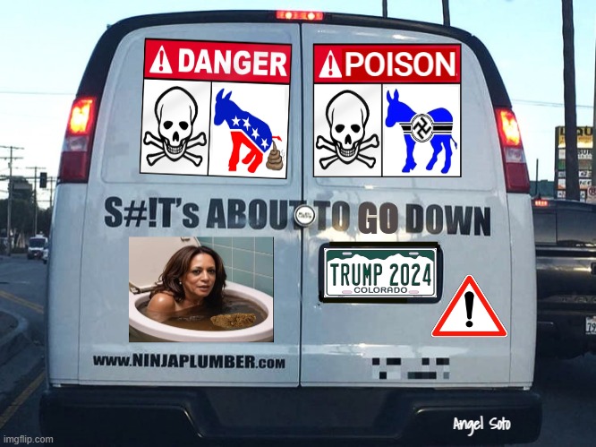 Kamala's shit's about to go down van | POISON; Angel Soto | image tagged in kamala's shit's about to go down van,kamala harris,trump 2024,danger,poison,communists | made w/ Imgflip meme maker