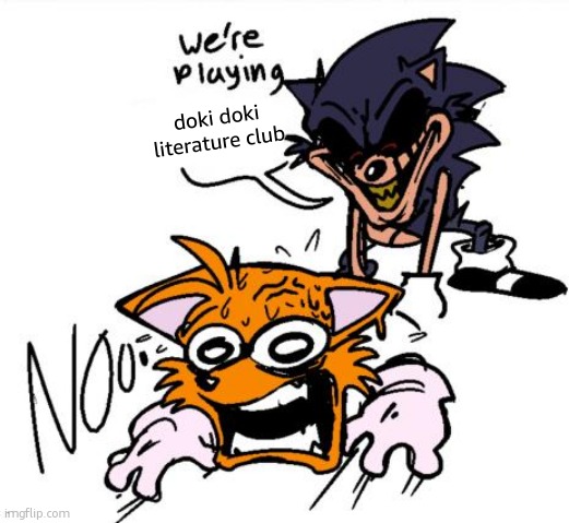 lord x sends tails to colored | doki doki literature club | image tagged in lord x sends tails to colored | made w/ Imgflip meme maker