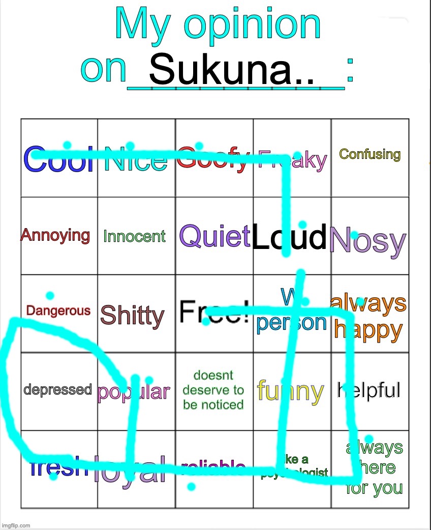 My opinion on ___ bingo by owu | Sukuna.. | image tagged in i got that gauge,-38 and that 45 glock,deep in the bushes see,im scoping with that red dooooot | made w/ Imgflip meme maker
