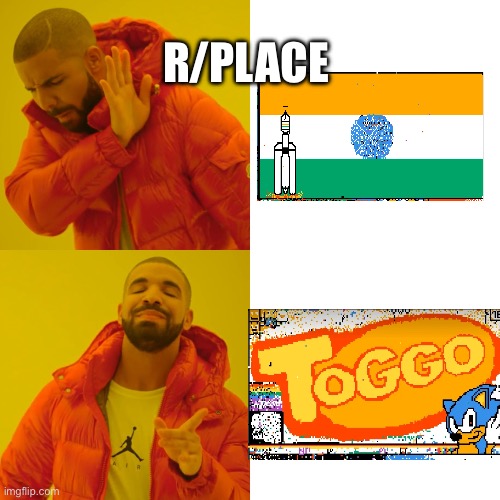 r/place | R/PLACE | image tagged in memes,drake hotline bling | made w/ Imgflip meme maker