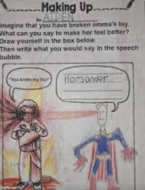 Homander | image tagged in funny kids test answers,funny,homelander | made w/ Imgflip meme maker