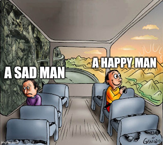 That's fact, no cap | A HAPPY MAN; A SAD MAN | image tagged in two guys on a bus | made w/ Imgflip meme maker