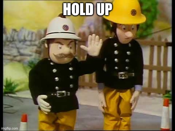 Station Officer Steele Hold Up Meme | HOLD UP | image tagged in firemansam,hold up | made w/ Imgflip meme maker