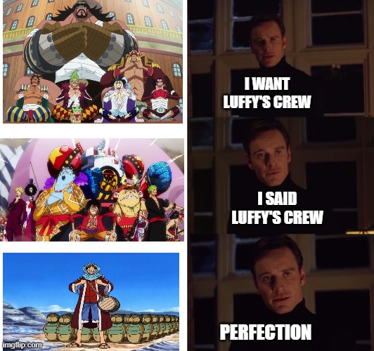 Luffy's crew | I WANT LUFFY'S CREW; I SAID LUFFY'S CREW; PERFECTION | image tagged in perfection | made w/ Imgflip meme maker