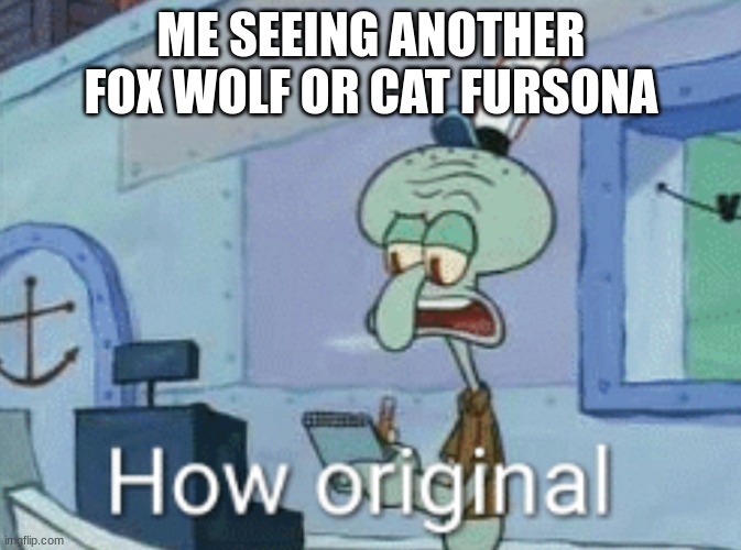 Squidward "How original" | ME SEEING ANOTHER FOX WOLF OR CAT FURSONA | image tagged in squidward how original | made w/ Imgflip meme maker