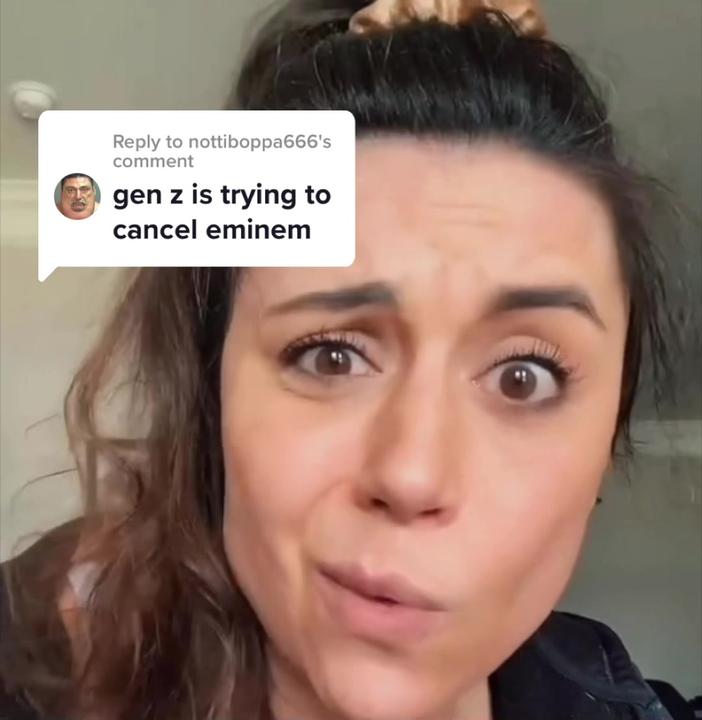 Gen z is trying to cancel eminem Blank Meme Template