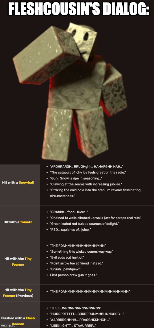 FLESHCOUSIN'S DIALOG: | made w/ Imgflip meme maker