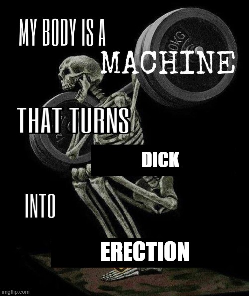 My body is machine | DICK; ERECTION | image tagged in my body is machine | made w/ Imgflip meme maker