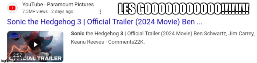 FINALLY!! | LES GOOOOOOOOOOO!!!!!!!! | image tagged in sonic the hedgehog,shadow the hedgehog | made w/ Imgflip meme maker