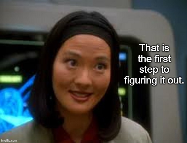 Keiko O'Brien Smiling | That is the first step to figuring it out. | image tagged in keiko o'brien smiling | made w/ Imgflip meme maker