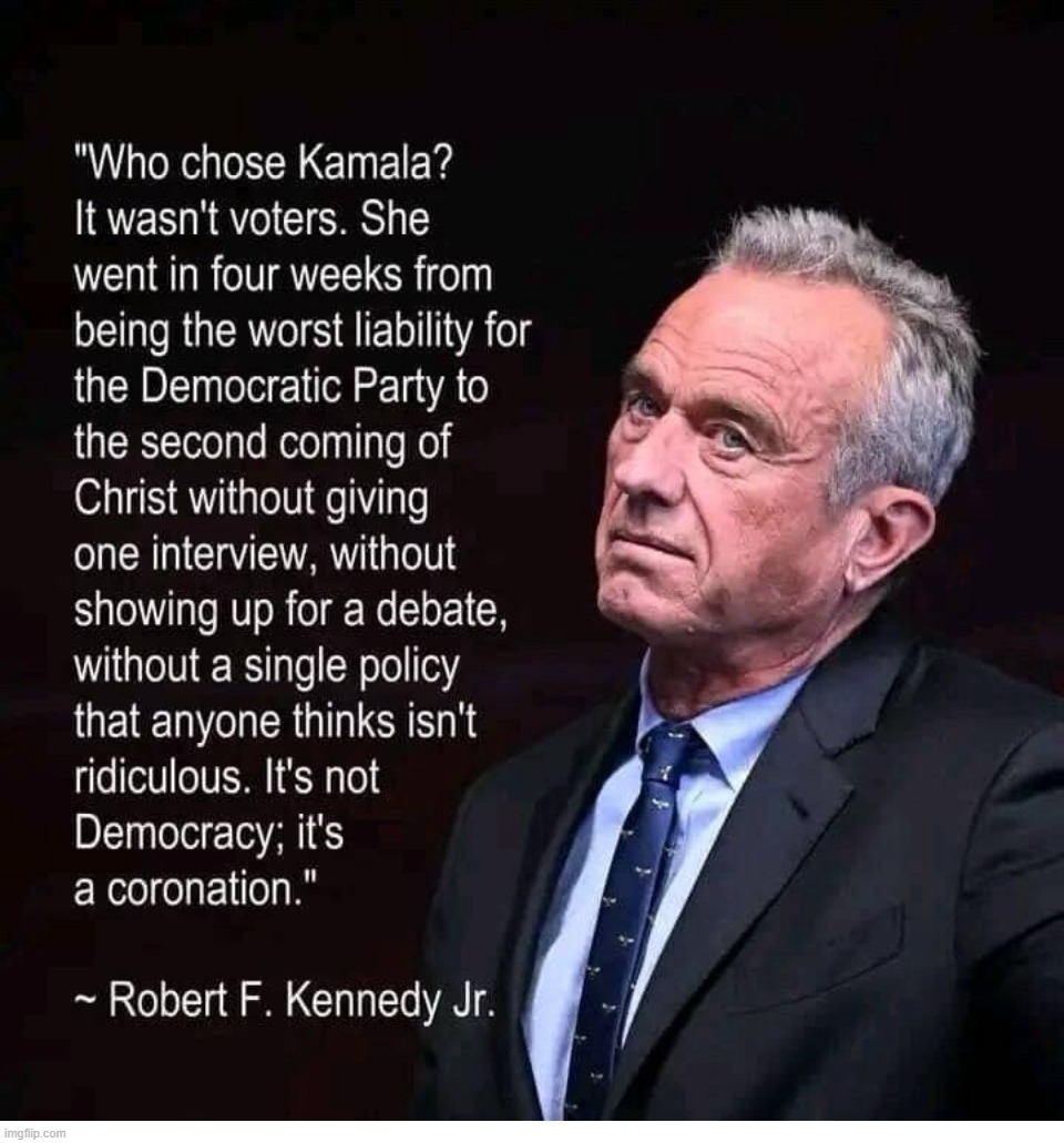 Who chose Kamala? It wasn't the voters. | image tagged in kamala harris,kameltoe,coronation,democracy,government corruption,rfk jr | made w/ Imgflip meme maker