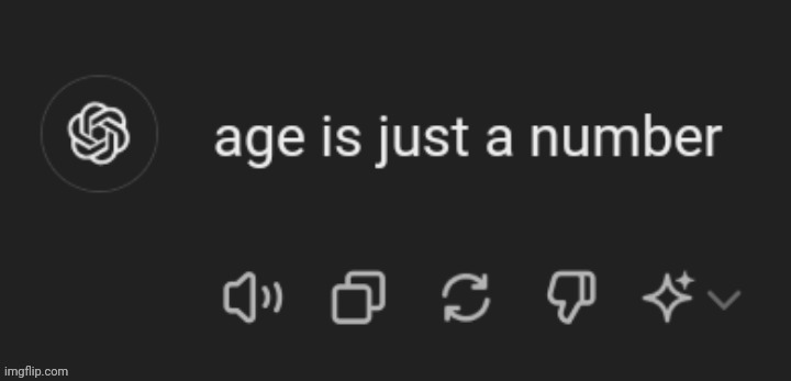 huh | image tagged in chatgpt says age is just a number | made w/ Imgflip meme maker