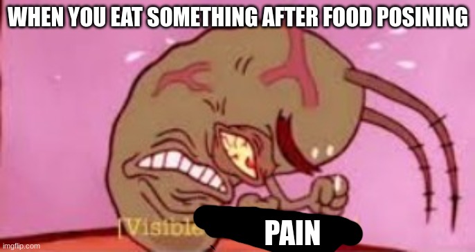 yeowch | WHEN YOU EAT SOMETHING AFTER FOOD POSINING; PAIN | image tagged in visible frustration | made w/ Imgflip meme maker