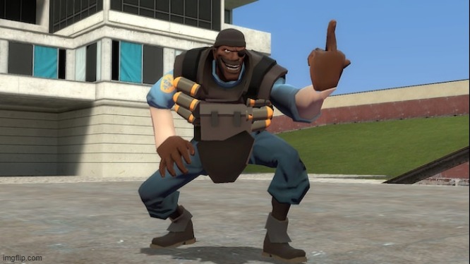 Demoman middle finger | image tagged in demoman middle finger | made w/ Imgflip meme maker